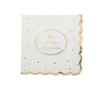 16 SERVIETTES PAPIER 1ER ANNIVERSAIRE 33CM BLANC