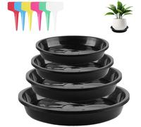 16 Soucoupes pour Pots de Fleurs, Coupelle Pot de Fleur, Soucoupe Pot Fleur Plastique, Soucoupes, 12/14/18/22cm + 24 étiquettes