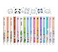 16 Stylos Effaçables Kawaii 0 5 mm Encre Gel Thermosensible avec Gomme Stylos Tête Animaux Panda Lapin Nuage STYLO