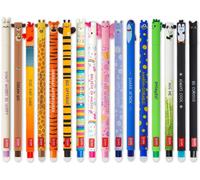 16 stylos gel effaçables, pointe de 0,7 mm, motifs animaux