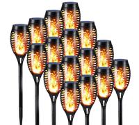 16 torches solaires avec des flammes réalistes, étanches (indice de protection IP65)