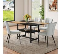 160 cm Ensemble Table À Manger Rectangulaire, 4 Chaises Confortables En PU | Design Moderne Et Épuré, Espace Intégré, Construction Robuste, Pu Leather, Table Avec Chaise Encastrable