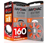 160 Piles Auditives Rayovac Extra 13. 20x8 Piles pour Appareil Auditif