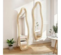 160 x 50 cm Miroir Plein Pied avec Cadre en Doré Velours Cristal et Support U - Design Moderne, Haute Résolution et Structure