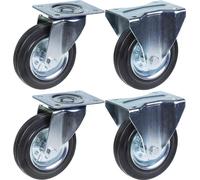 160mm 6" castor rubber tyre, swivel & fixed, strong 600kg capacity, set of 4