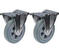 160mm 6" stainless steel castor grey rubber, fixed, 270kg, set of 2