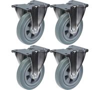 160mm 6" stainless steel castor grey rubber, fixed, 540kg, set of 4