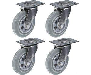 160mm 6" stainless steel castor grey rubber, swivel, 540kg, set of 4