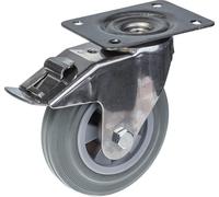 160mm 6" stainless steel castor grey rubber, swivel with brake, 135kg