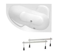 160x100 cm Fortuna Plus baignoire d'angle avec pieds, Acrylique, Droite, Blanc (FO1600PPLUS-SET)
