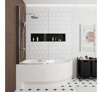 160x100 cm Fortuna Plus baignoire d'angle en acrylique, gauche + tablier + pare-baignoire, pieds, blanc (FO1600LPLUS-SETP1)