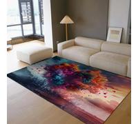 160x200cm Tapis d’Espace Salon Rugs Lavable Couleur Moderne Splash Abstraits pour Salle à Manger Chambre Romantique au cœur Tapis intérieur à Poil Bas