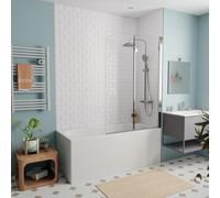 160x70 cm Ensemble baignoire Riga universelle + Pare baignoire pliable, 2 volets chrome + pieds (3406-SETP)