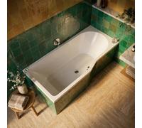 160x80 cm Beata Plus baignoire bain douche asymétrique acrylique positionnement gauche, sans pieds, blanc (BE1600LPLUS)