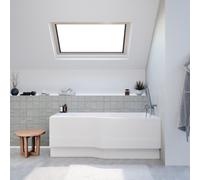 160x80 cm Beata Plus baignoire bain/douche asymétrique en acrylique, droite + tablier 160 cm + pieds, blanc (BE1600PPLUS-SET1)