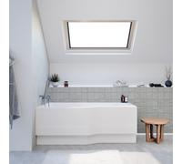 160x80 cm Beata Plus baignoire bain/douche asymétrique en acrylique, gauche + tablier 160 cm + pieds, blanc (BE1600LPLUS-SET1)