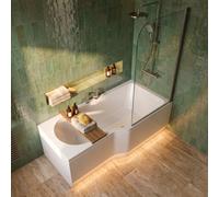 160x80 cm Beata Plus baignoire bain douche asymétrique en acrylique positionnement droite, sans pieds, blanc (BE1600PPLUS)