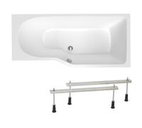 160x80 cm Laguna Beata Plus baignoire bain/douche asymétrique avec pieds, acrylique, droite, blanc (BE1600PPLUS-SET)