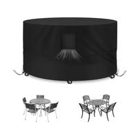 Ø163x80cm Housse de Protection Table Ronde de Jardin, Tissu Oxford 520D | Bache Table Jardin Ronde Imperméable, Résistante Et Durable, Housse Transparente Pour Table, Mobilier En Rotin, Coupe-Vent