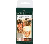 Faber-Castell Feutre PITT artist pen 167167 – Pointe pinceau – 6 pièces – Étui Portrait
