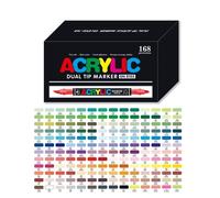 168 Couleurs Feutre Acrylique à Double Pointe (Pointes Fines et Pinceau) - Uniques de Marqueur Acrylique pour Diverses Surfaces