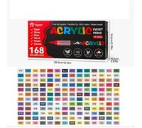 168 Couleurs Feutre Acrylique, Stylos Acryliques à Pointe Pinceau pour le Coloriage Adulte ，Acrylic Paint Markers pour Coloriage