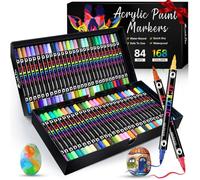 168 Couleurs Feutres Acrylique Coloriage Adulte,Feutre Peinture Acrylique,Séchage Rapide&Anti-Taches,Non Toxiques&Sans Odeur