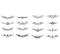 16feuilles Tatouages Autocollants Succube Pour La Taille, L'Abdomen, Les Chevilles Et Les Jambes - Résistants À L'Eau, Longue Tenue, Cœur De Démon En Forme De Pique