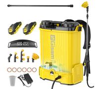 16L Pulverisateur Electrique, Fonction de mélange, 120 PSI Pulvérisateur de Jardin avec 2 * 2.0Ah, 5 Buses, Perche Télescopique pour La pulvérisation de Pesticides et Le Nettoyage D'appareils