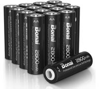 16PCS AA Piles Rechargeables, 1,2V 2800mAh Pile LR6 Ni-MH Rechargeables, Accu AA Grande Capacité, Batterie Rechargeable 1200 Cycles