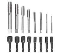 16Pcs Ensemble de Douilles à Tarauder, Mandrin à Tige Hexagonale 1/4 po Allongé en Acier Allié, Outils Manuels pour Moule, Bricolage et Réparation Automobile, Comprend 8 Douilles et 8 Tarauds