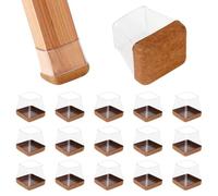 16PCS Patins de Chaise en Silicone avec Feutre, Protections Carrées pour Pieds, Protection Sol Bois Dur Carrelage, Fit:30-38mm