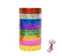 16Pcs Rouleaux De Ruban Brillant, 160m*5mm Scintillants Ruban à Boucles Cadeau Couleurs, 8 Couleurs Rubans à Friser Laser Serpentins Coloré Ballon Bolduc Lisse pour Mariage DIY Art Fête Cadeau