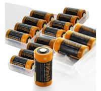 16x CR123 A Li-Ion batterie avec 3.7V, 760mAh capacité inclus boîte de batterie idéal pour Arlo caméra de surveillance, lampes de poche LED