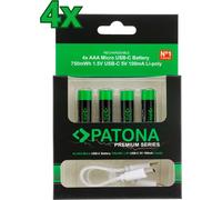 16x PATONA Premium USB-C AAA Accumulateurs Lithium 1.5V 750mWh (4x blister de 4)