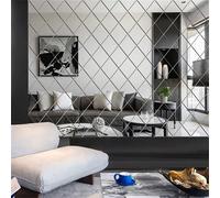 17/32/58 pièces Miroir mural acrylique diamant 3D autocollant, fond acrylique réfléchissant pour la décoration de la maison, effet d'espace étendu, style classique, pour le mur du salon 17 pièces/ense