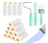 17 Pièces Kit Rouleau Peinture Manchons Petit Rouleau Peinture Mini Rouleaux de Peinture avec Poignée Rouleau de Peinture Murale Rouleaux en Mousse pour Fournitures de Peinture Et Meubles