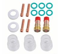 17 pièces pour TIG pour lentille à gaz Stubby pour torches WP-17/18/26, tasse chauffante 3/32" #12, pince en laiton et accessoires de buse pour soudage