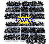 170 pièces Ensemble de vis auto-taraudeuses de tailles M3/M4/M3,5/M4,8, vis à tête plate en acier au carbone noir, convient pour les meubles en bois 340 pièces,170 piècesAcier au carbone