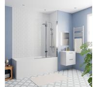 170x70 cm Ensemble baignoire Eurowa universelle + Pare baignoire pliable, 2 volets chrome + pieds (KW312-SETP2)