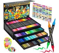 176 Couleurs Feutre Acrylique,88 Pcs Acrylic Paint Marker Marqueur Peinture Acrylique Pointe Brush