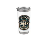 18 anniversaire Cadeau Homme et Femme Vintage Année 2008 Gobelet isotherme en acier inoxydable double paroi