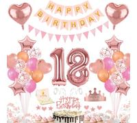 18 ans Decoration Anniversaire Ballons Fille Happy Birthday Décoration Rose | Deco Banderole Joyeux Anniversaire Decoration Carte Gateau Couronne Confettis Guirlande Fanion Orange