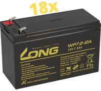 18 batteries Kung Long WP7,2-12A F2 AGM, 12V, 7,2Ah – compatibles avec l'onduleur Benning MT-Compact 6kVA