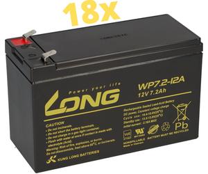 18 batteries Kung Long WP7,2-12A F2 AGM, 12V, 7,2Ah – compatibles avec l'onduleur Benning MT-Compact 6kVA