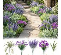 18 bouquets d'un bouquet floral artificiel mixte, comprenant de la lavande, de la violette, de l'orchidée araignée, des branches d'eucalyptus, convenant à la décoration de la maison, du patio, de la v