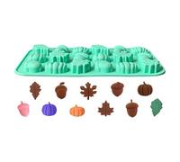 18-Cavity Mini Autumn Silicone Mold - Pumpkin, Pine Cone & Maple Leaf | 18-Cavity Seasonal Thanksgiving & Harvest Motif Set, Non-Stick Reusable Food-Grade Silicone Material, Compact Tray