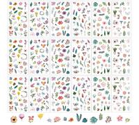 18 Feuilles Fleurs Autocollant, Scrapbooking Stickers, Papier pour Décor DIY Journal et Bricolage