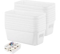 18 Pack Narrow Pstic Storage Boxes with Handle for Shelves Stackable Storage Boxes for Kitchen Home Bathroom 22 x PANIER COULISSANT