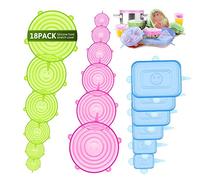 18 Pcs Couvercle Silicone Alimentaire, Eco Couvercle Silicone Extensible